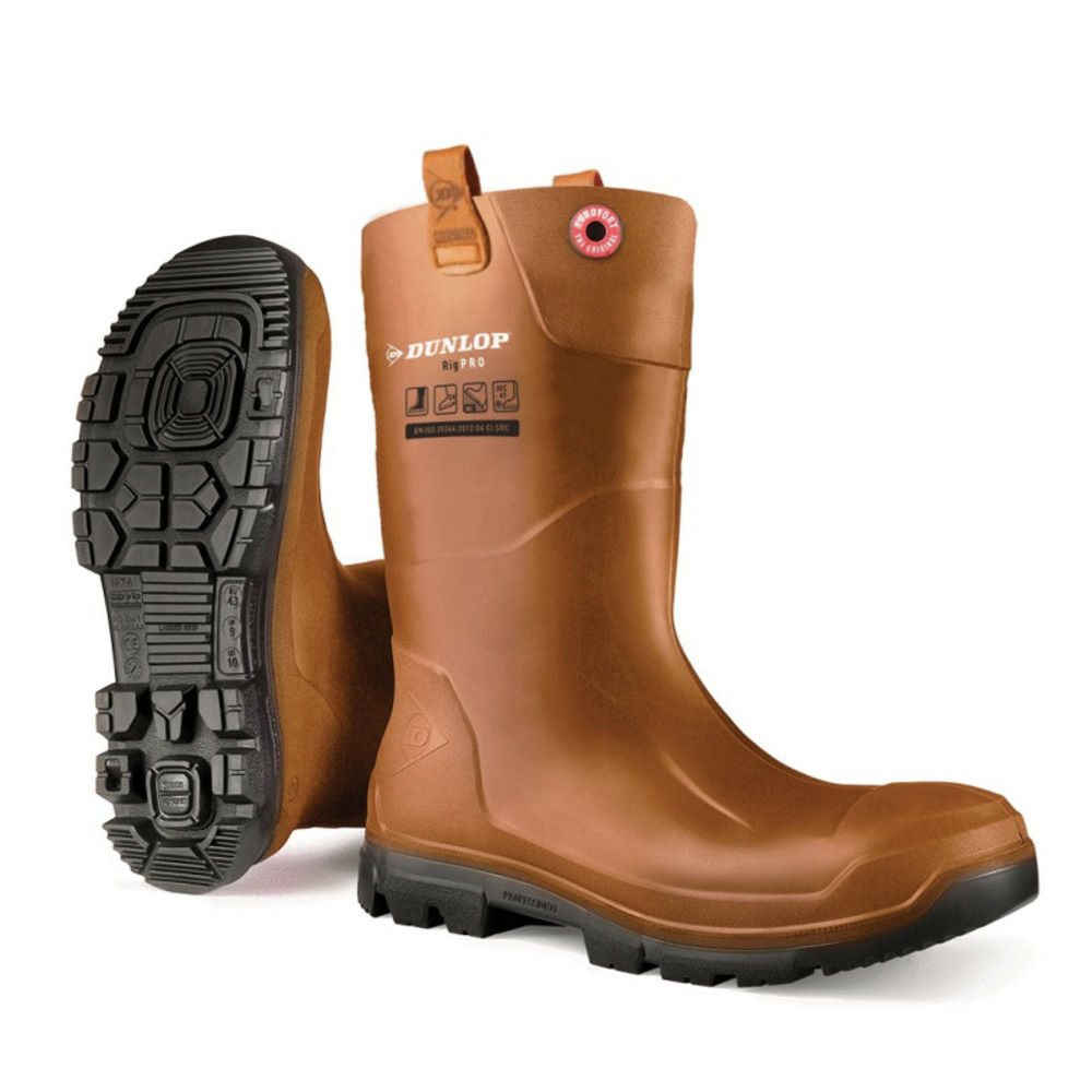 Botte de sécurité fourées rigair pro fur s5 sra src ci dunlop® marron noir p45 coverguard 9rfpo90045