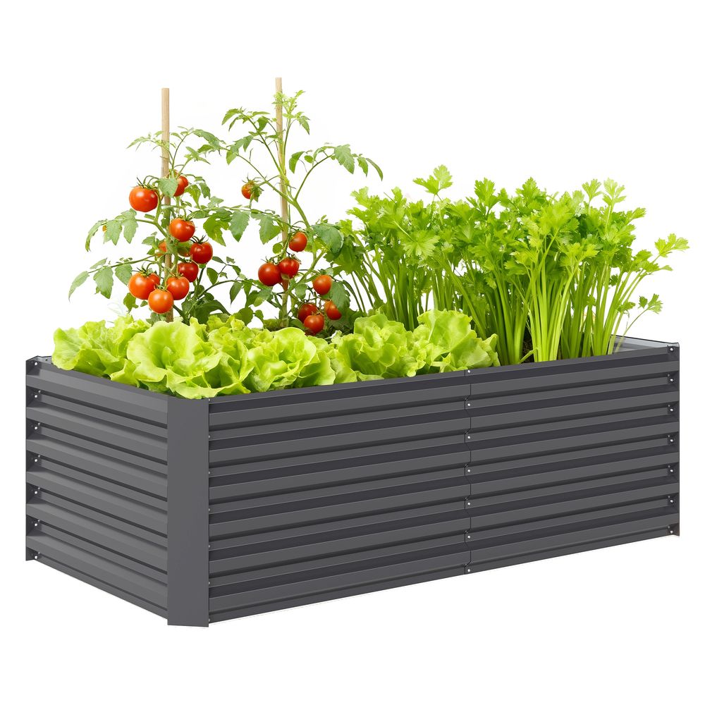 Carré potager surélevé acier galvanisé grande profondeur pour jardin 180x90x58 cm gris