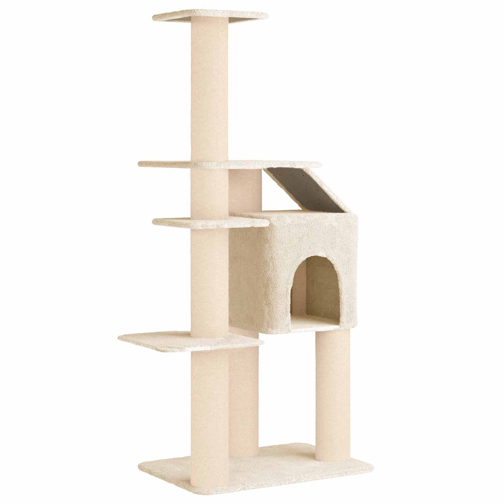 Arbre à chat avec poteaux à griffer en sisal crème 183 cm