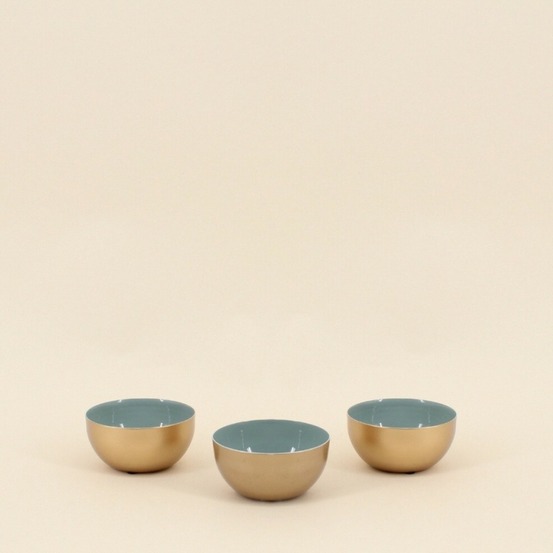 Lot de 3 coupelles en métal doré, vert