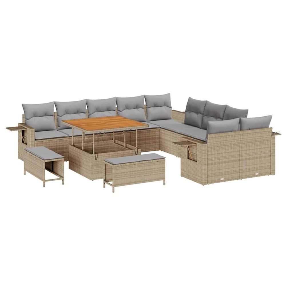 Ensemble de canapé de jardin 13 pc beige polyrotin