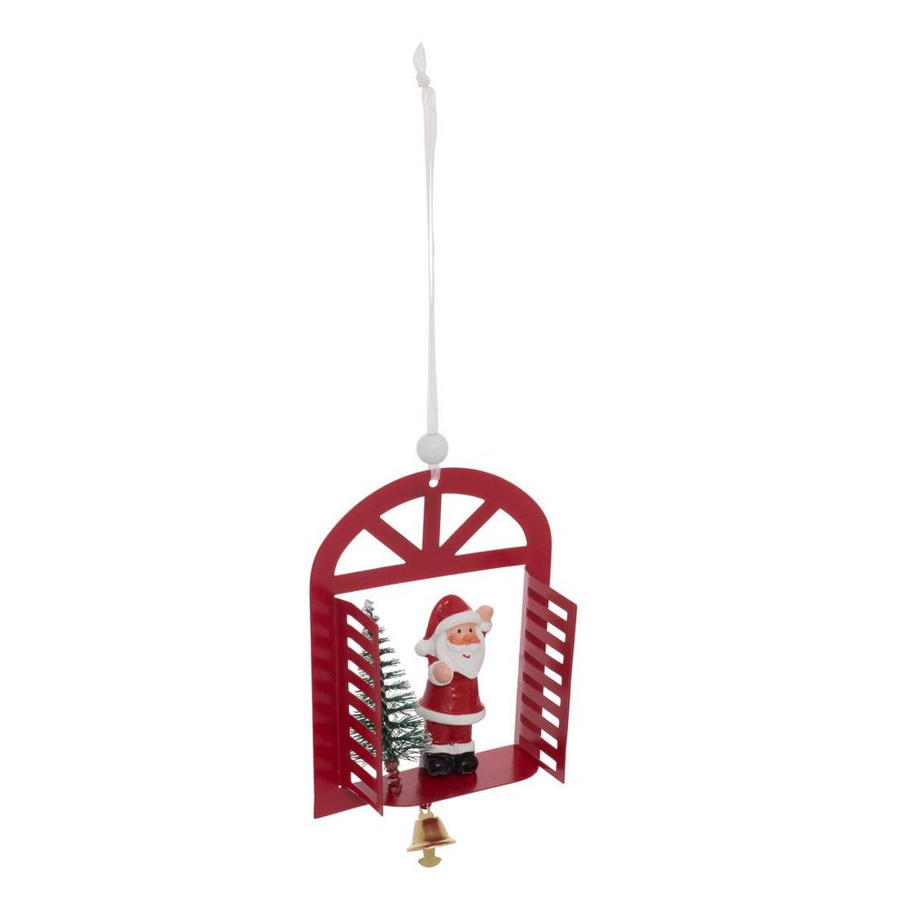 Suspension de sapin fenêtre avec père noël, bonhomme de neige et sapin en métal 14 cm