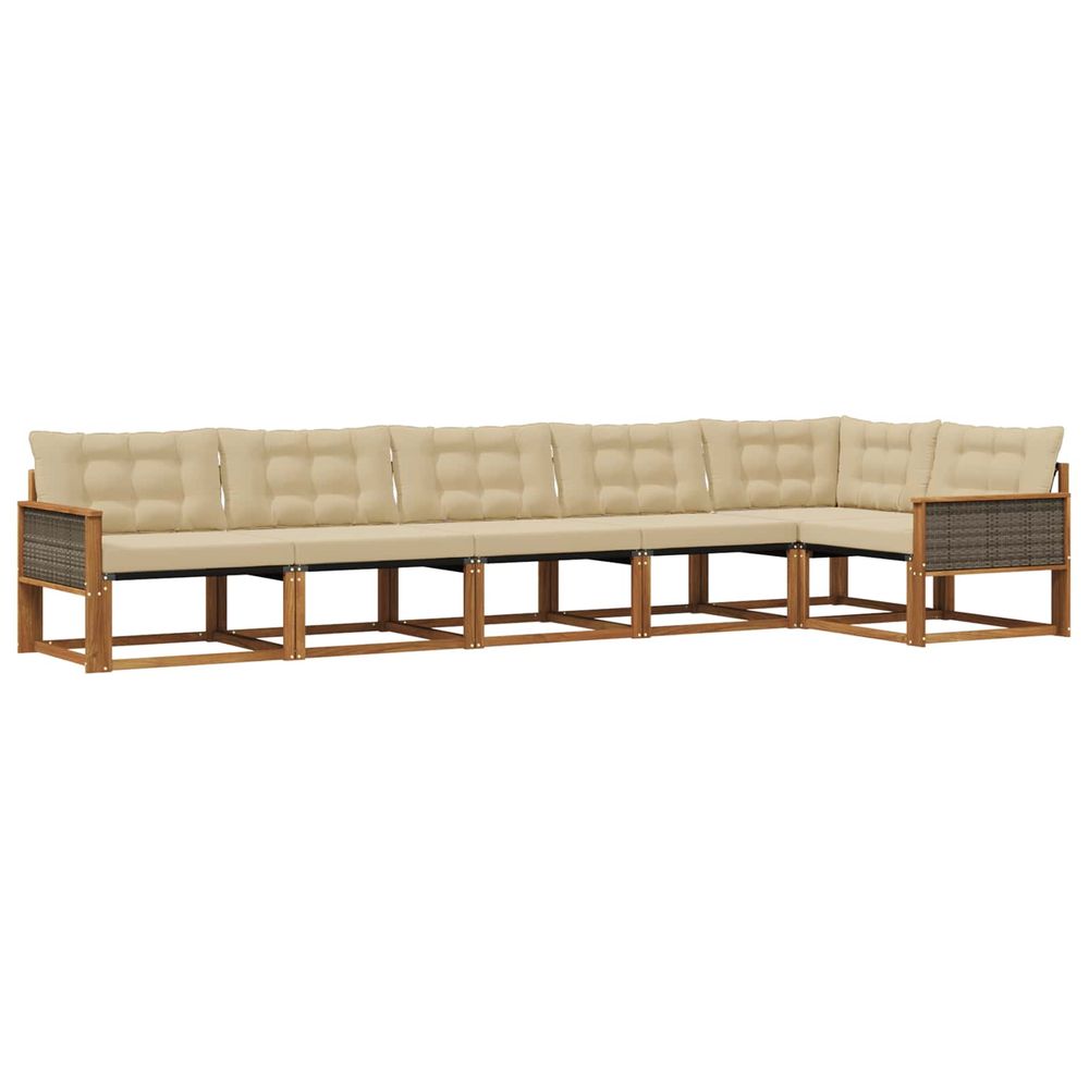 Ensemble de canapés d'extérieur 6 pc naturel et beige