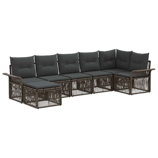 Ensemble de canapé de jardin 7 pc gris polyrotin