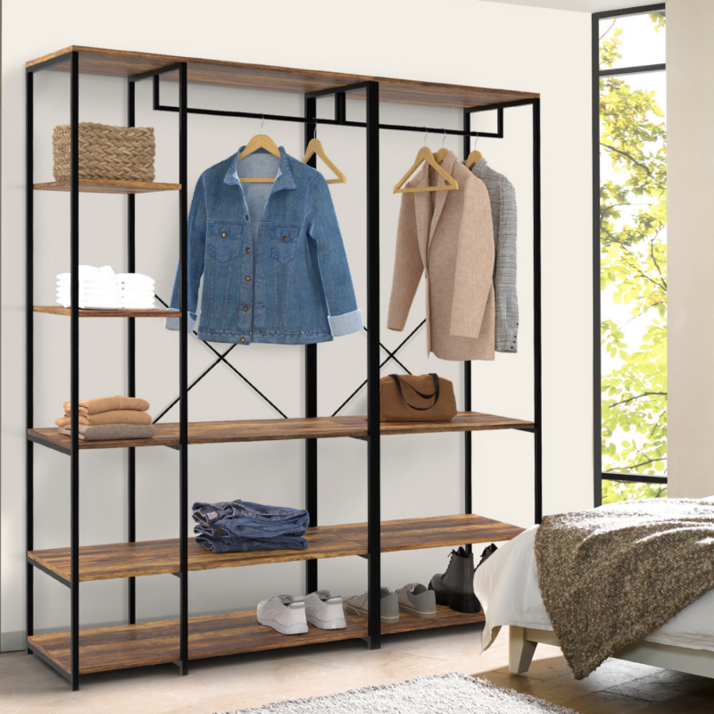 Dressing modulable xxl l. 150 cm hawkins bois foncé design industriel