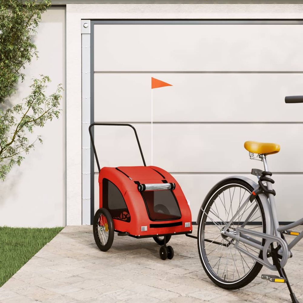 Remorque vélo chien 45kg en acier pour balade sécurisée orange et gris