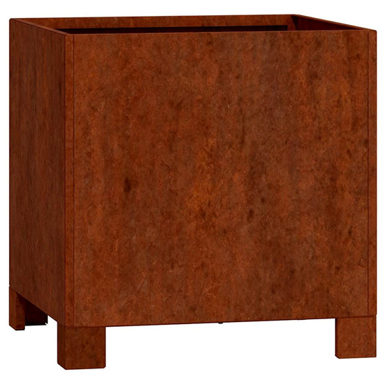 Jardinière d'extérieur avec pieds rouillé 30x30x30 cm acier corten