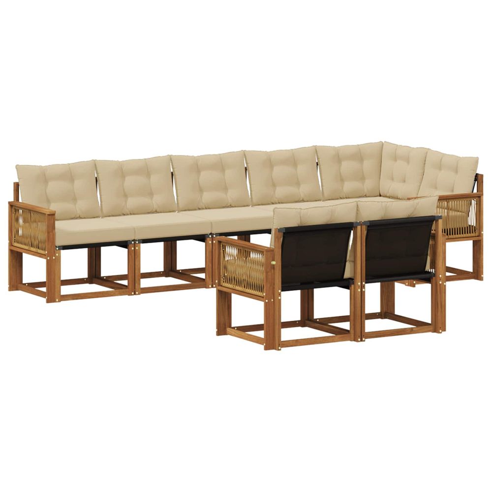 Ensemble de canapés d'extérieur 8 pc naturel et beige