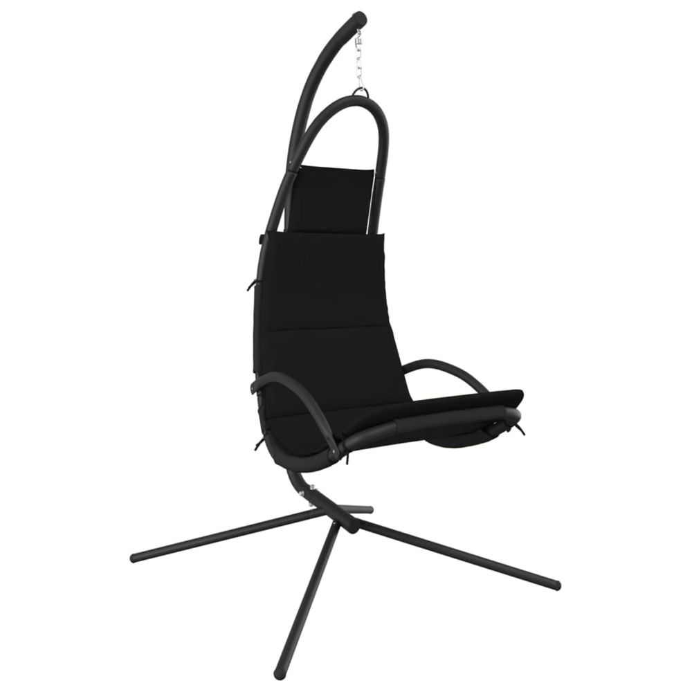 Chaise balançoire de jardin et coussin noir tissu oxford/acier