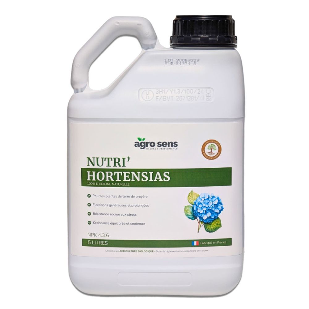 Nutri hortensias - engrais liquide pour hortensias - 5 litres (2500 litres de préparation)