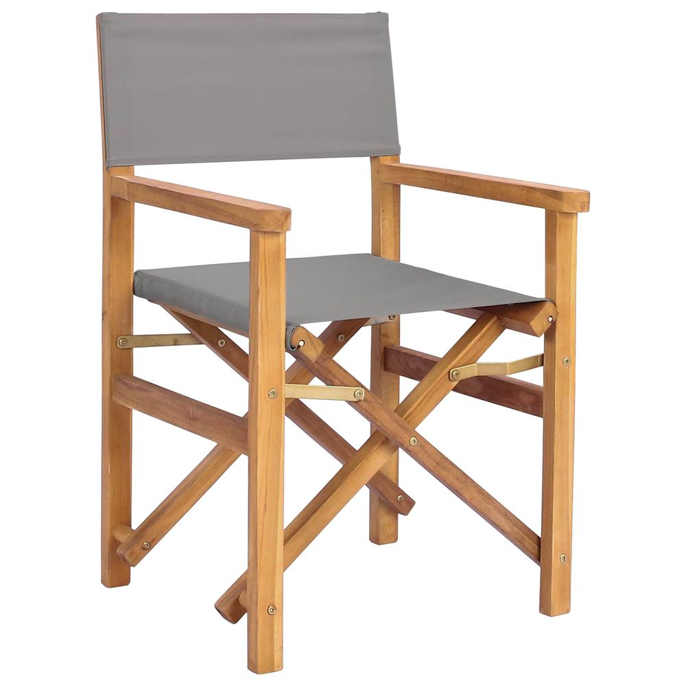 Chaise de directeur marron et gris clair bois de teck massif