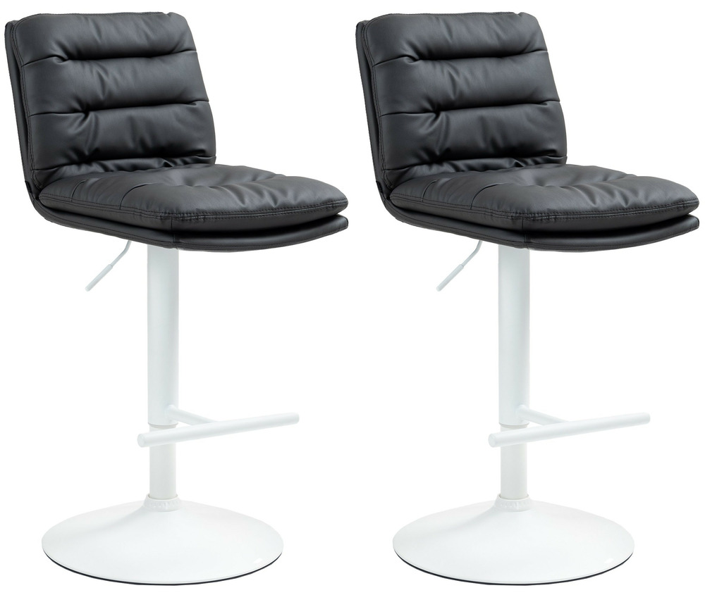 Lot de 2 tabourets de bar damar simili cuir blanc