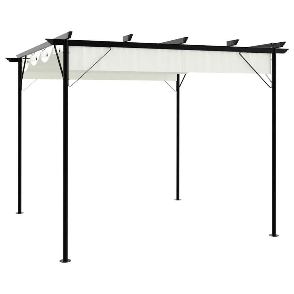 Pergola avec toit rétractable blanc crème 3 x 3 m acier