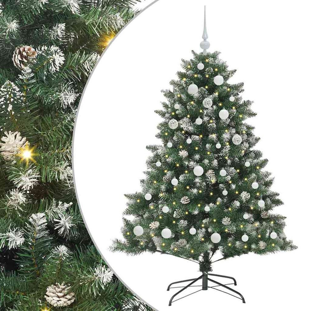 Sapin de noël artificiel vert 150 cm pvc, plastique et acier