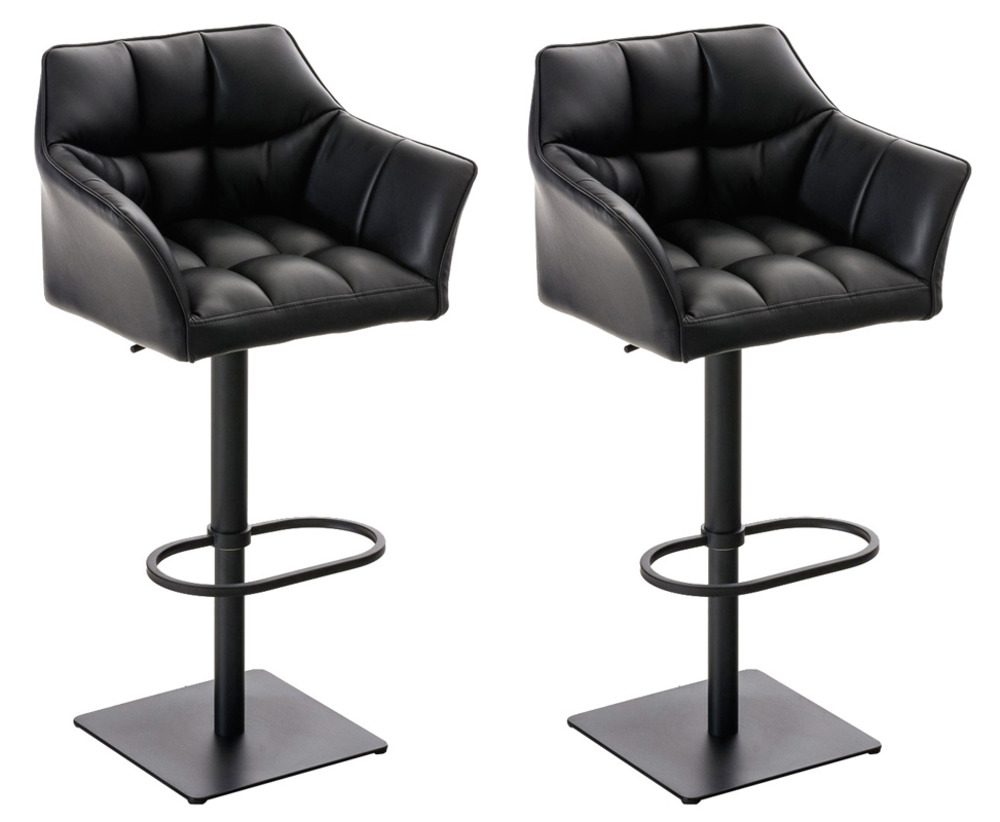 Lot de 2 tabourets de bar damaso simili cuir noir