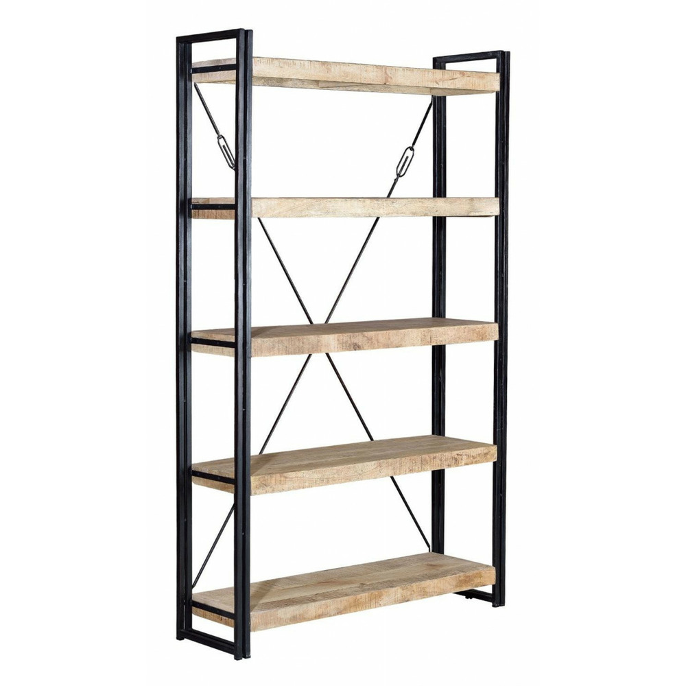 Bibliothèque bois-fer naturel - giseline décoration d'autrefois