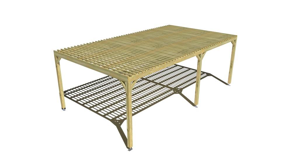 Pergola bois • 7m x 4m • indépendante • sens largeur • lattage bois • livraison comprise