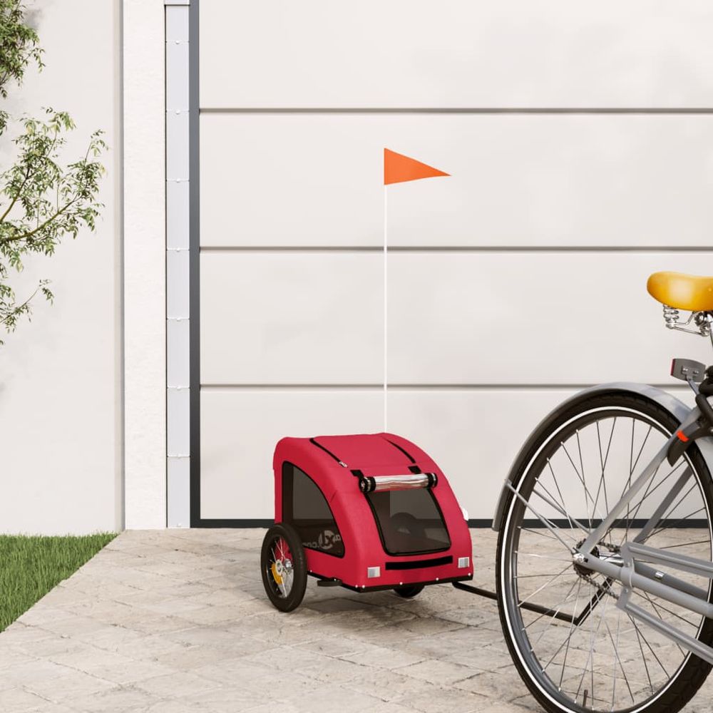 Remorque vélo pour chien 30kg en tissu oxford pour balades et courses rouge