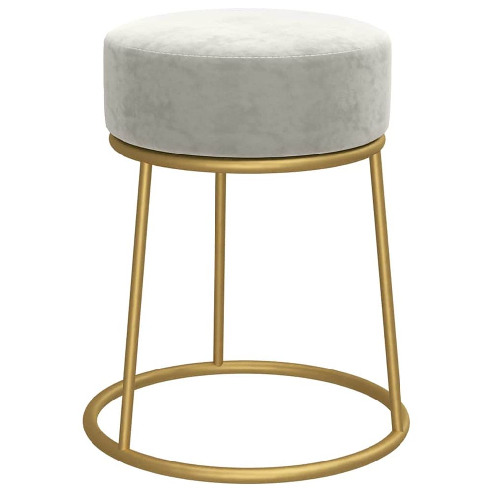 Tabouret rond gris clair velours