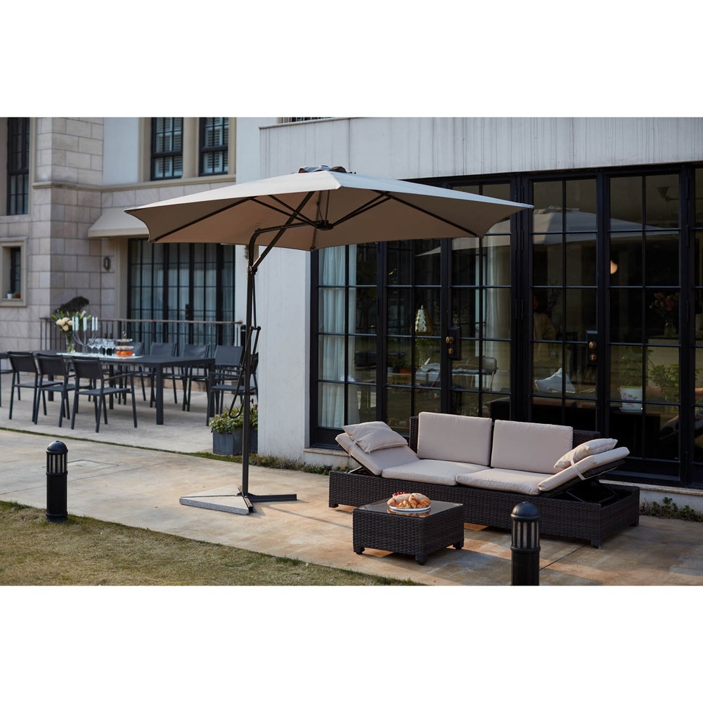 Parasol déporté avec ouverture innovante diamètre 3 m gris alcudia