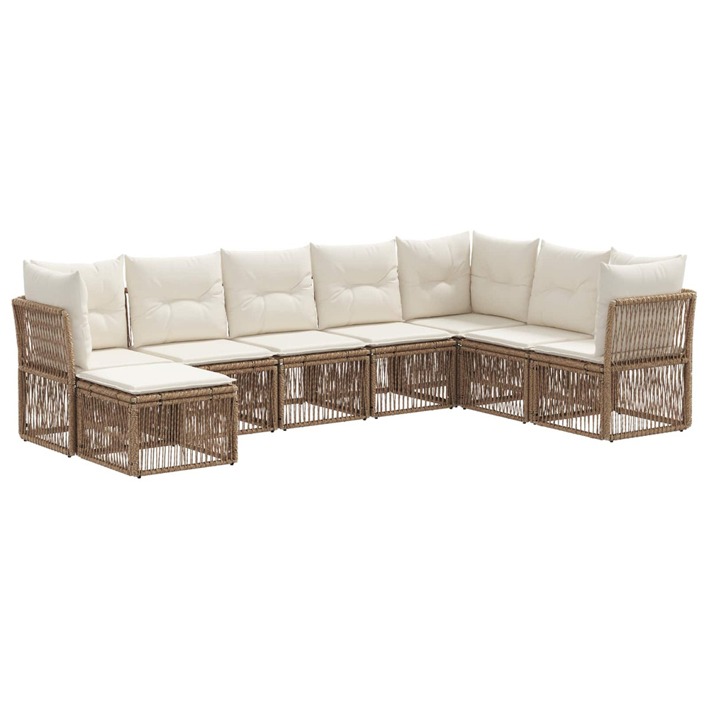 Ensemble de canapé de jardin 8 pcs beige polyrotin