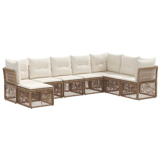 Ensemble de canapé de jardin 8 pcs beige polyrotin
