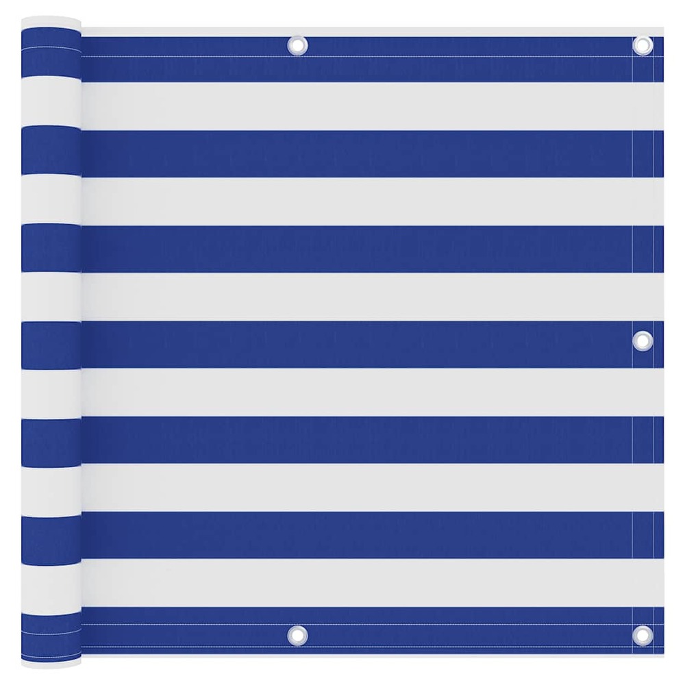 Écran de balcon blanc et bleu 90x500 cm tissu oxford