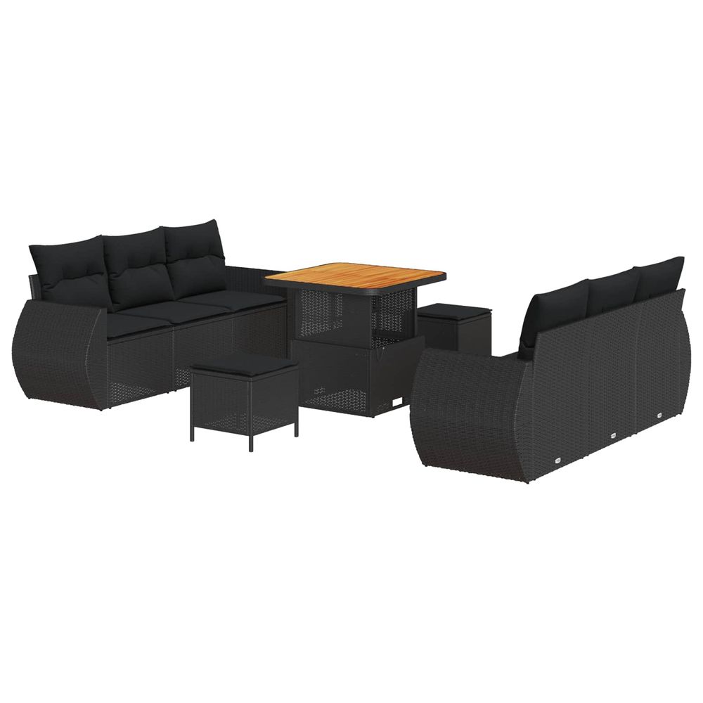 Ensemble de canapé de jardin 9 pc noir polyrotin