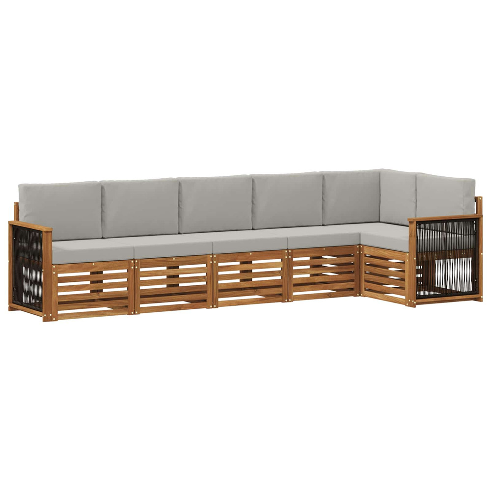 Ensemble de canapé d'angle 5 pcs naturel et gris clair