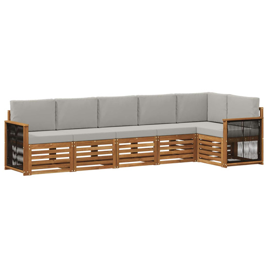 Ensemble de canapé d'angle 5 pcs naturel et gris clair