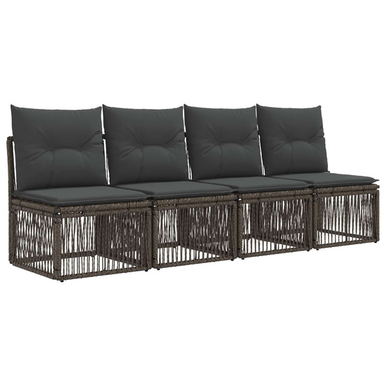 Canapé 4 places 4 pcs 4-nombre de places gris polyrotin