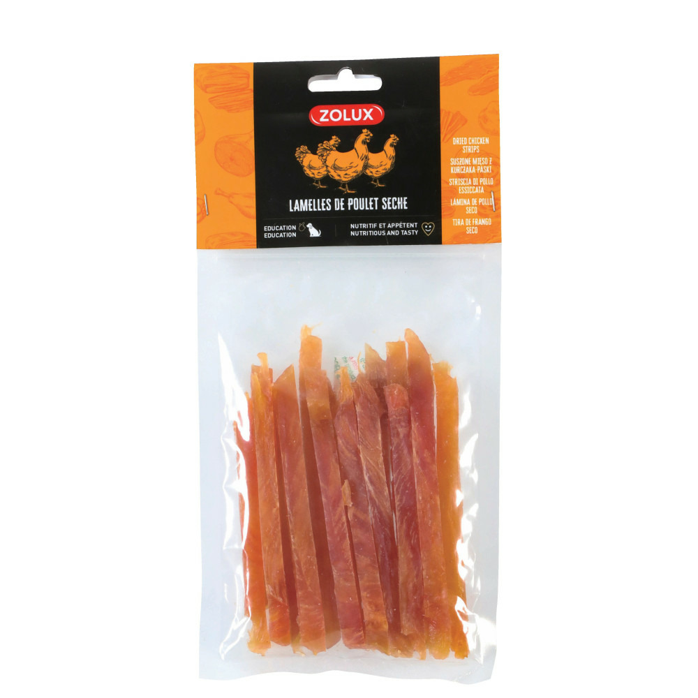 Lamelles poulet séché 100 g friandises pour chien