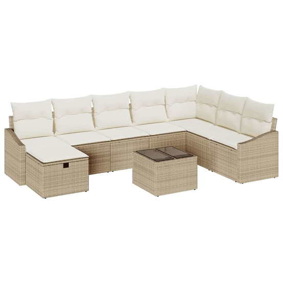 Ensemble de canapé de jardin 9 pcs beige 55 x 62 x 69 cm