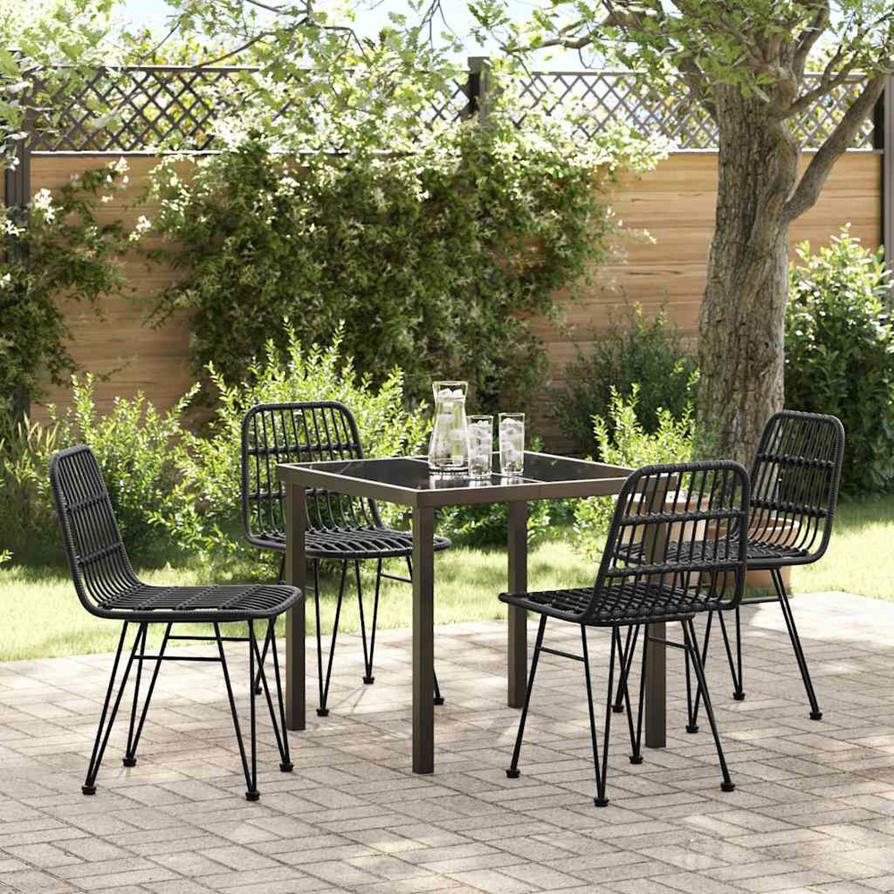 Ensemble de salle à manger pour jardin 5 pcs noir