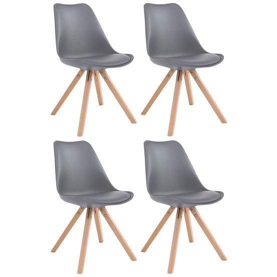 Lot de 4 chaises toulouse simili cuir natura square
