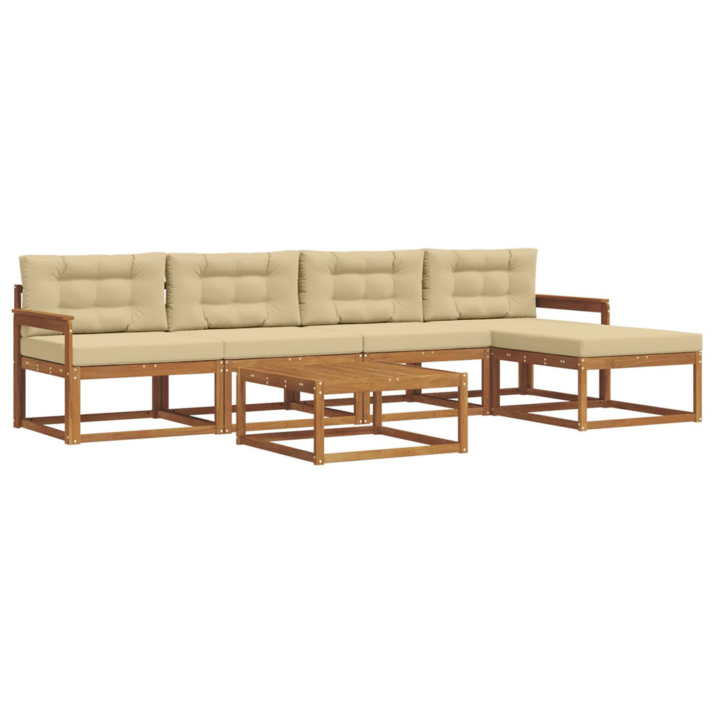 Ensemble de canapés d'extérieur 6 pcs naturel et beige