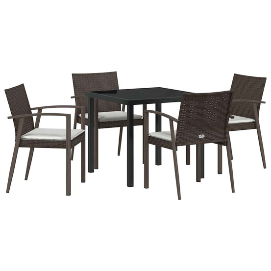 Ensemble de salle à manger pour jardin 5 pcs marron poly rotin