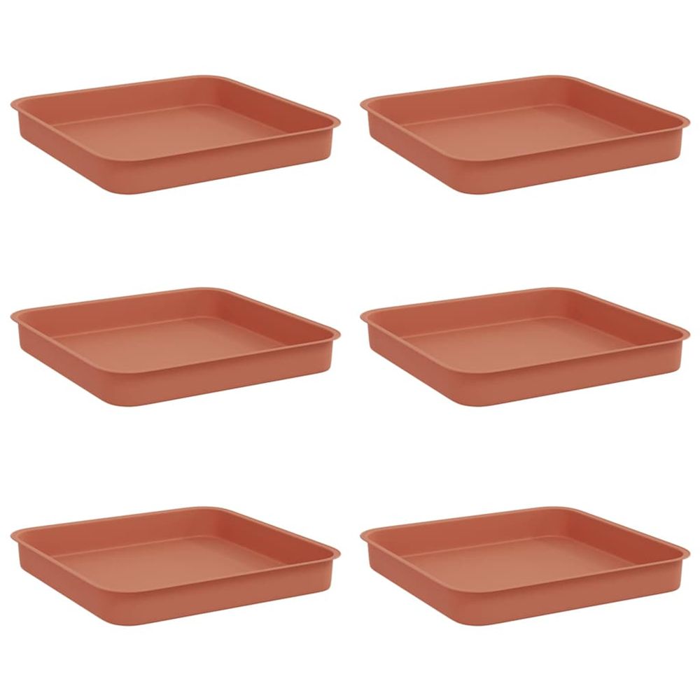 Plateau carré à fleurs 6 pc rouge brique 15 x 15 x 2 cm