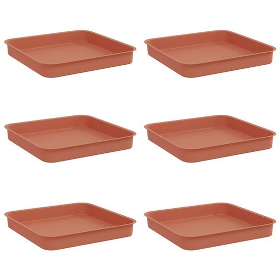 Plateau carré à fleurs 6 pc rouge brique 15 x 15 x 2 cm