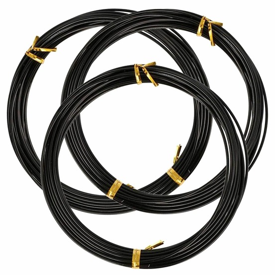 3 fils d'aluminium 5 m x 1,5 mm - noir