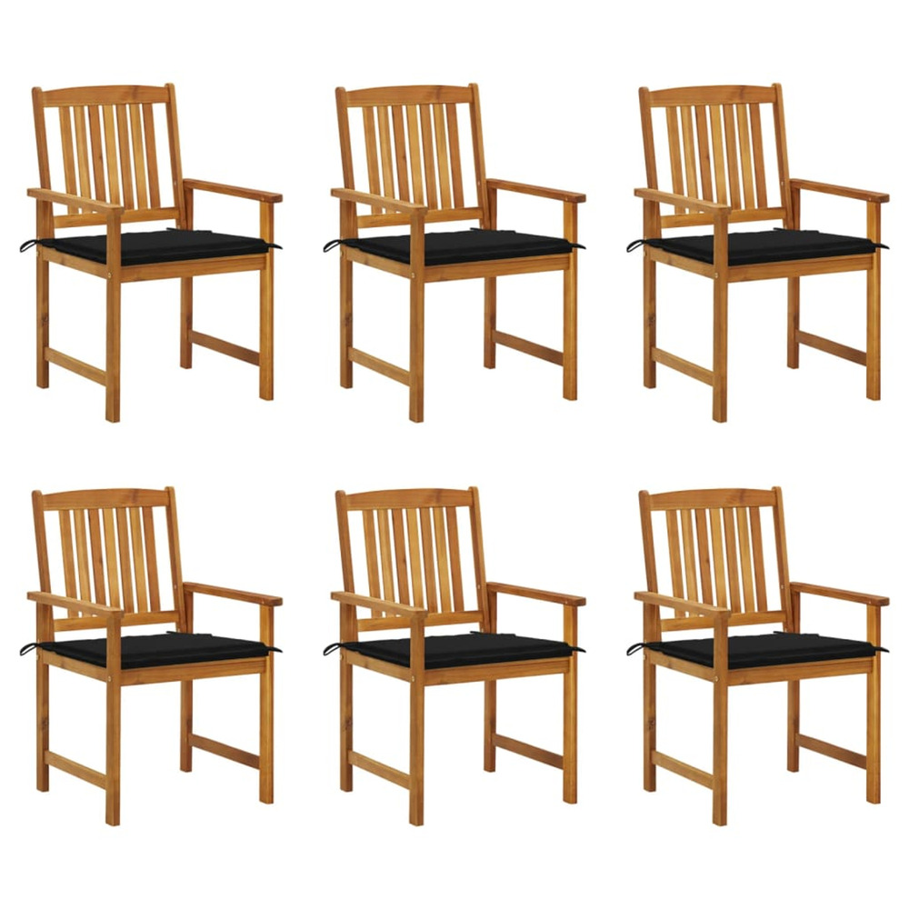 Chaises de jardin avec coussins lot de 6 bois d'acacia massif