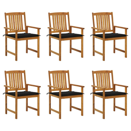 Chaises de jardin avec coussins lot de 6 bois d'acacia massif