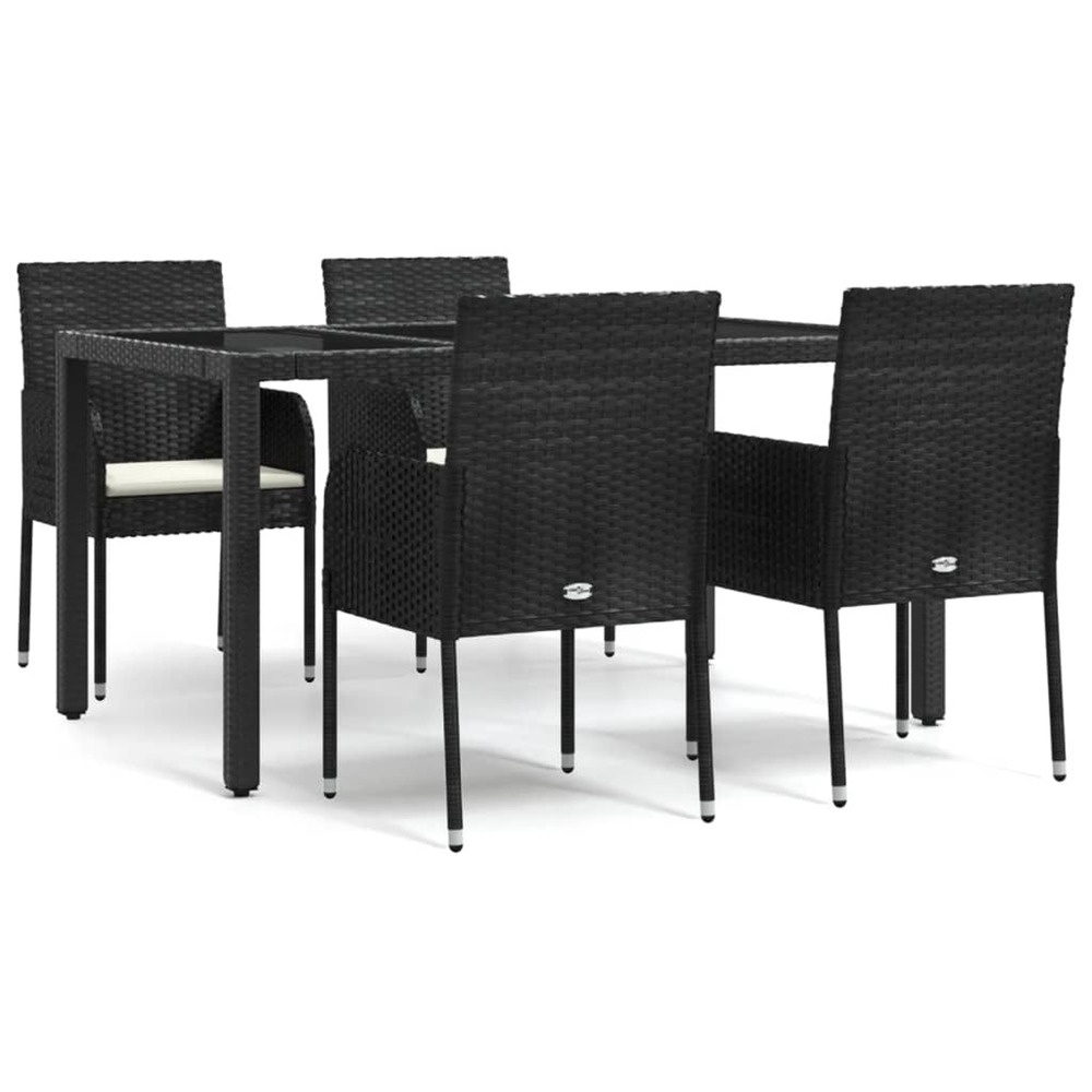 Ensemble à manger de jardin coussins 5pcs noir résine tressée