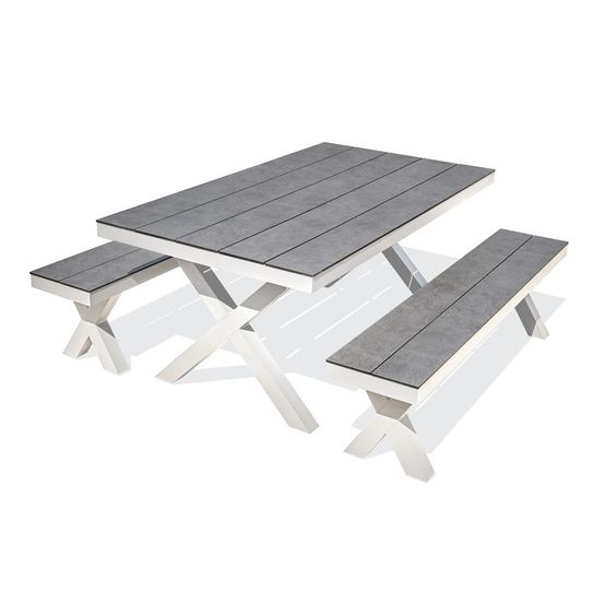 Table de jardin & 2 bancs