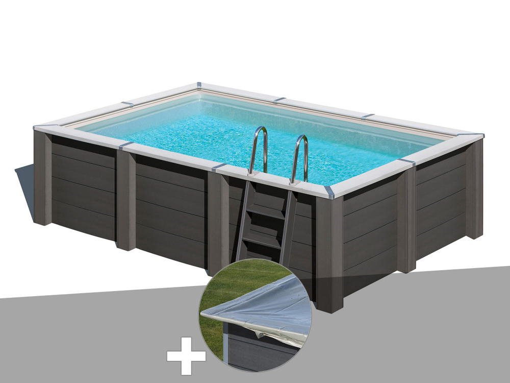 Kit piscine composite avant-garde carrée 4,55 x 3,15 x 1,26 m + bâche hiver