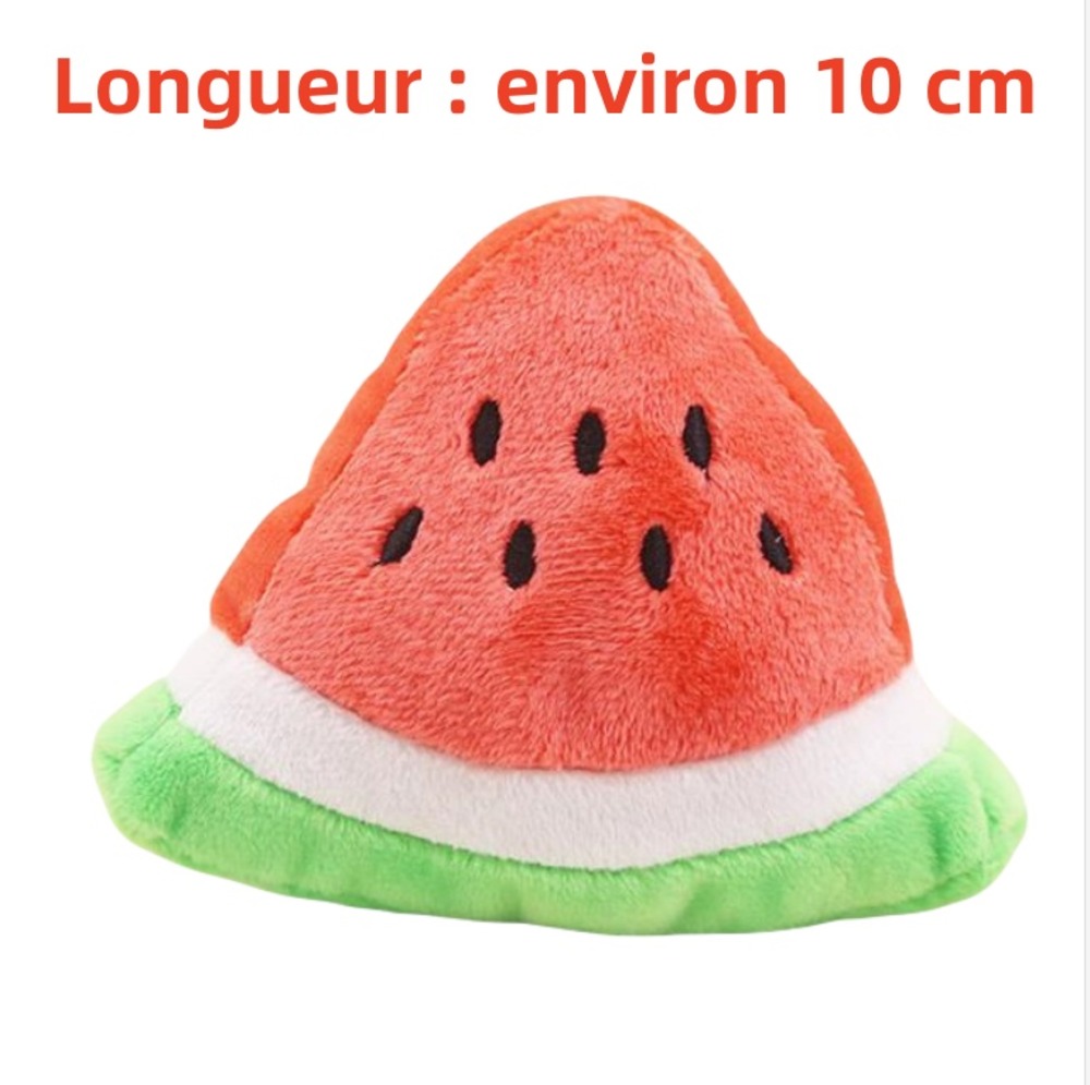 Jouet en peluche pour chien avec des motifs de fruits et d'animaux de dessin animé
