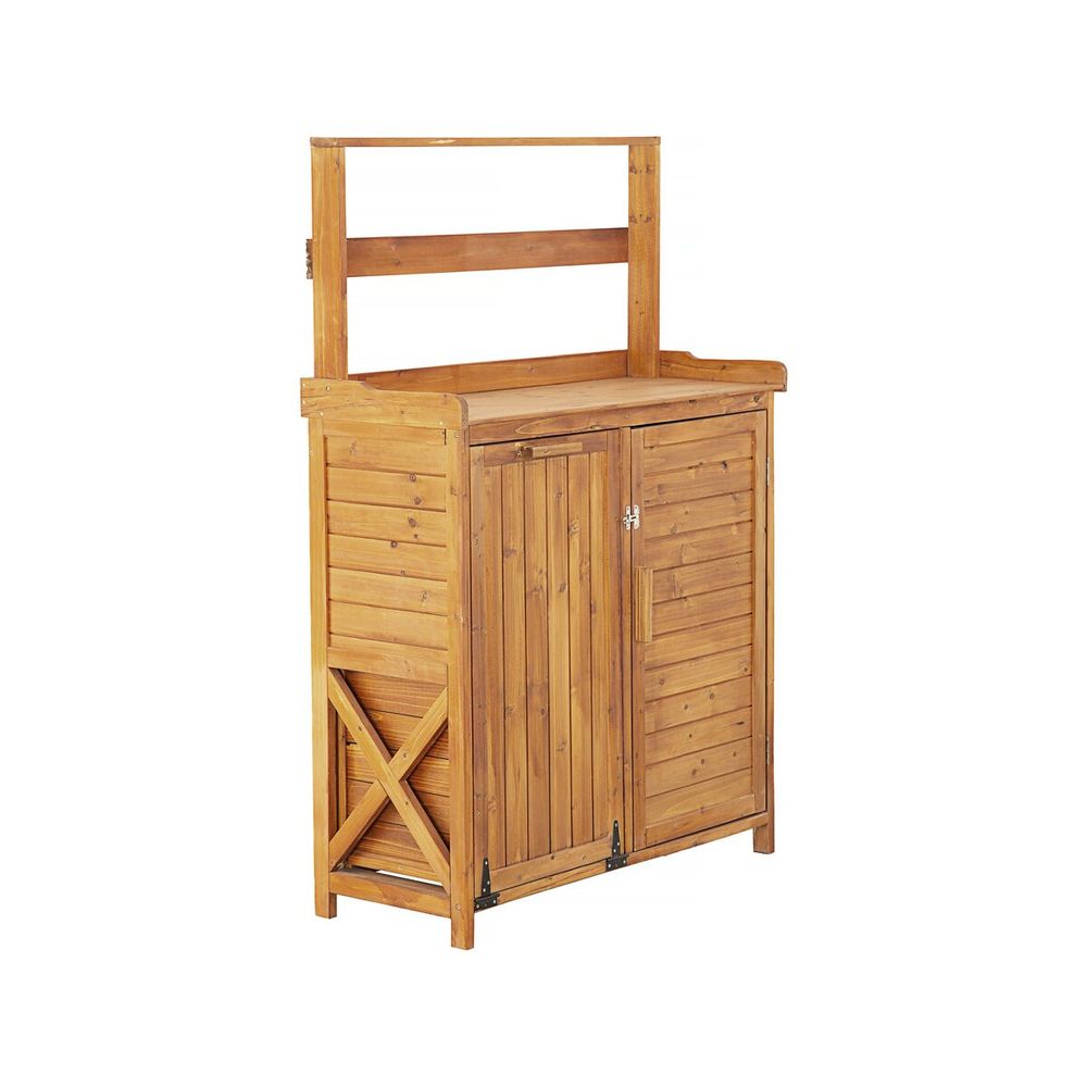 Armoire de jardin en bois avec poubelle intégrée 