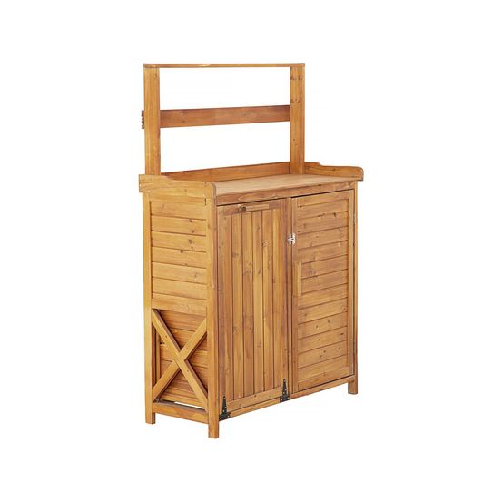 Armoire de jardin en bois avec poubelle intégrée