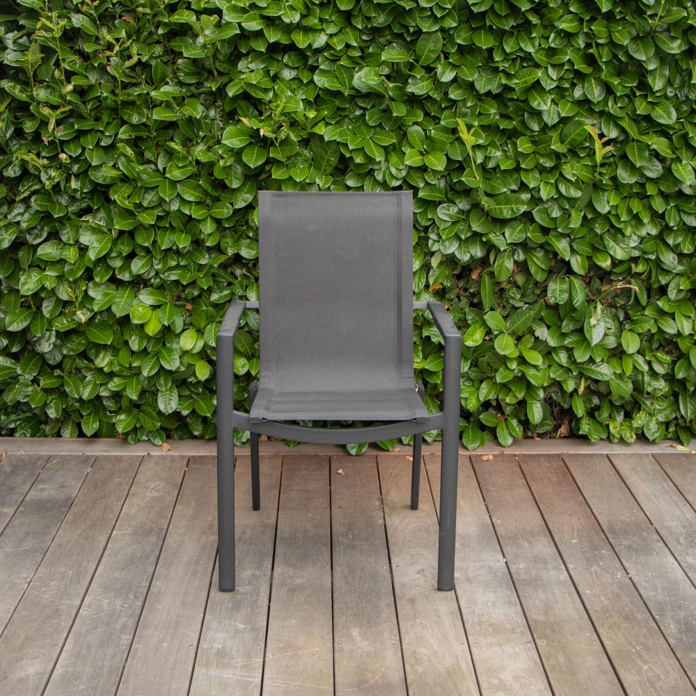 Fauteuil de jardin aluminium noir textilène blackstar