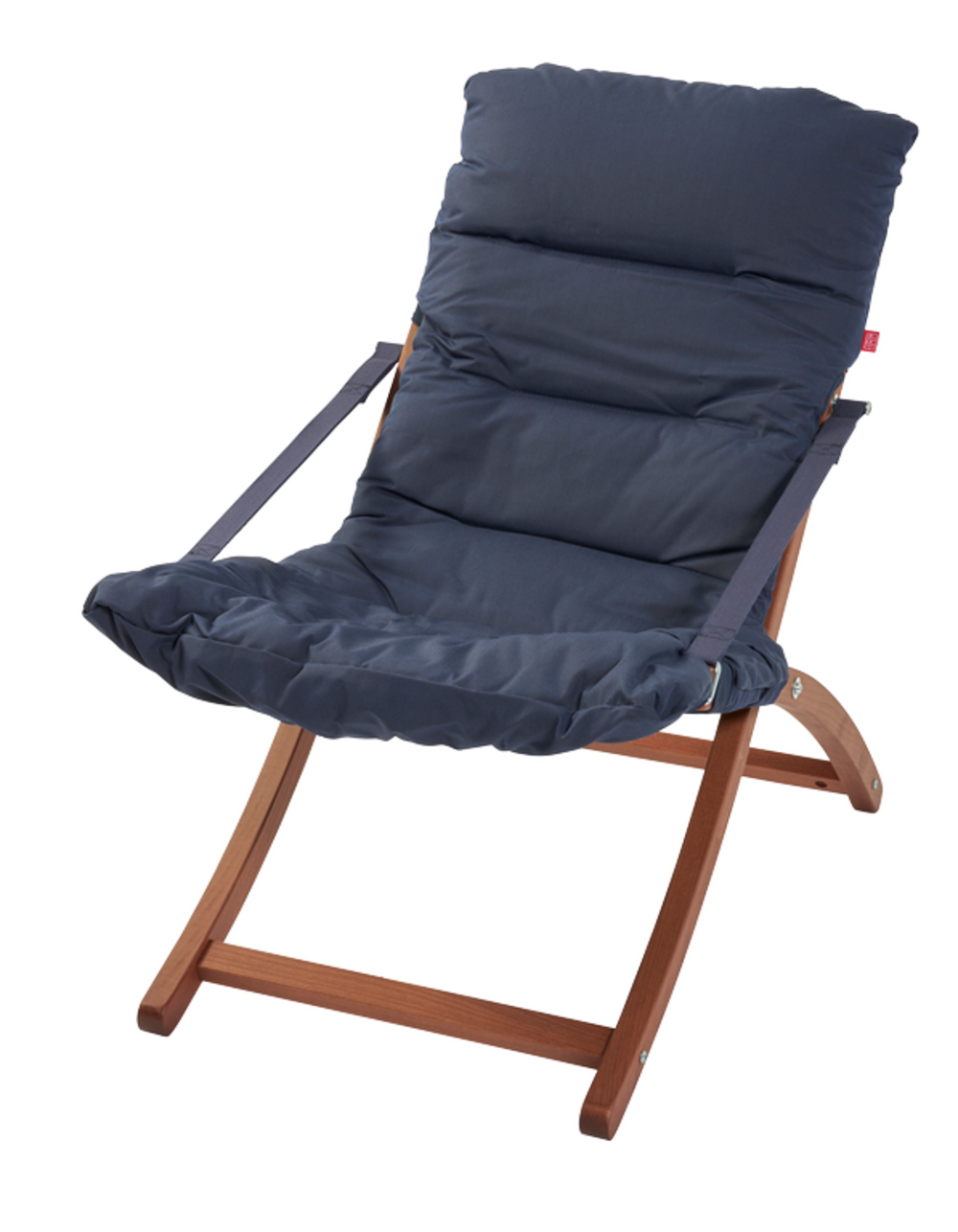 Fauteuil relax pliant - Linda soft - en hêtre et oléfine Bleu marine - L.89/96xl.61xH.92/102cm
